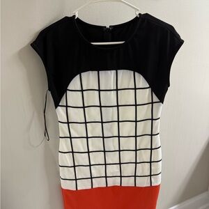 Vibrant Red and Black Grid Dress